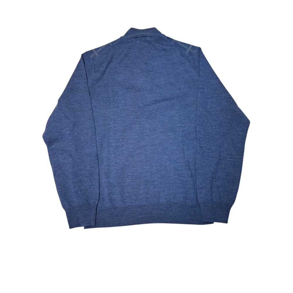 JOS A‎ BANK Signature Collection Mens Plaid 100% Merino Wool 1/4 Zip Sweater L